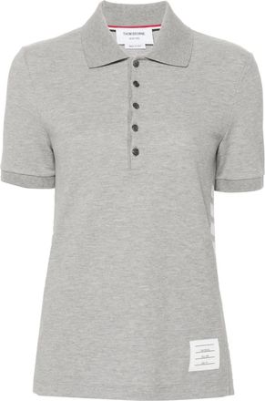 Thom Browne Polo a righe con applicazione logo - Grigio