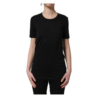 Dolce & Gabbana T-Shirts, female, Black, Size: 2XS Crew Neck T-shirt