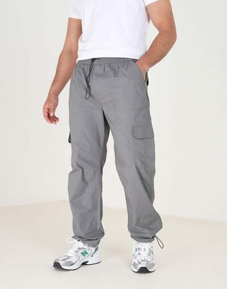 Brave Soul Pantaloni cargo in popeline di cotone grigio scuro