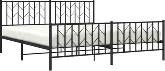 vidaXL Estructura Cama Sin Colch&oacute;n Con Estribo Metal Negro 183x213 Cm Vidaxl