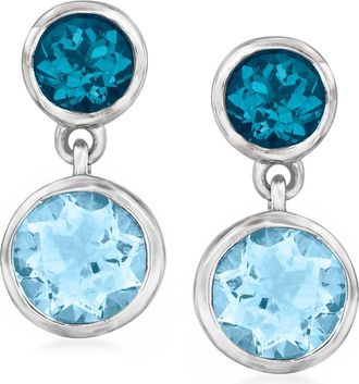 Ross-Simons London and Sky Blue Topaz Drop Earrings in Sterling Silver