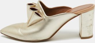 Malone Souliers Gold Leather Block Heel Mules