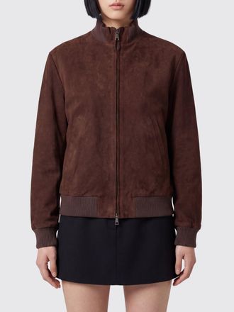 Tagliatore Suede Leather High Neck Cropped Jacket with Zip Closure