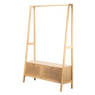 Nordlys Vestidor en madera y rat&aacute;n marr&oacute;n