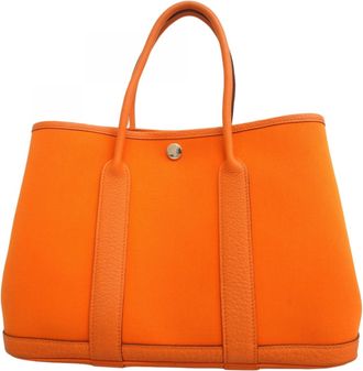 Herm&egrave;s Orange Toile Officier Tote Bag (Pre-Owned)
