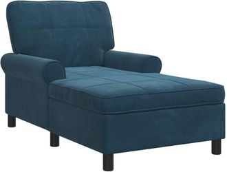 vidaXL Chaise Lounge with Cushion Blue 91 x 157 x 91 cm Velvet vidaXL