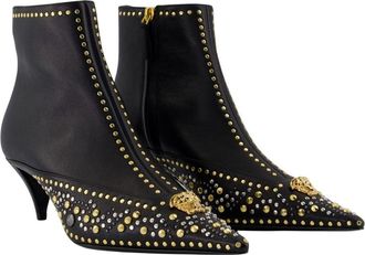 Versace Womens T.55 Ankle Boot Black Calfskin Heels