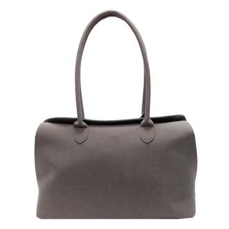 Generic Shoulder Bag for Women Men with Inner Pocket Retro Handbag Suede Solid Color Tote Bag Trendy Satchel Bag Work Travel Bag (Grey)