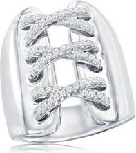 Suzy Levian Cubic Zirconia Wide Triple Cross Over Ring in White at Nordstrom Rack, Size 6