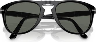 Persol 0po0714 Rounded Black Acetate Sunglasses with Keyhole Bridge