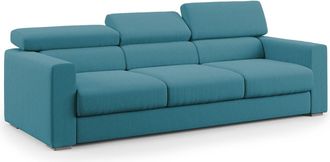 Divani.Store Divani.store - Dylan Sof&aacute; De 3 Plazas Con Pouf Extra&iacute;ble En Tejido Efecto Algod&oacute;n Impermeable 240 Cm Azul Claro