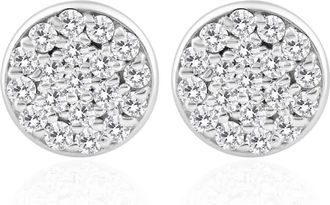 Pompeii3 3/8 Ct EX3 Lab Grown Diamond Pave Studs Womens Earrings Lab Grown 14k White Gold 8mm