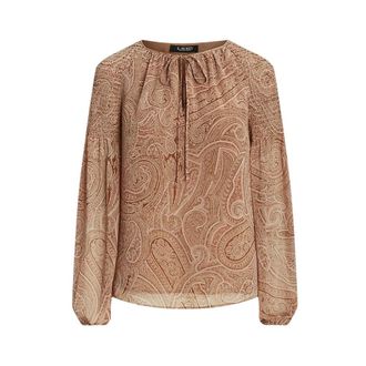 Ralph Lauren Blusa de gasa con estampado floral y volantes - Blouses & Shirts - Mujer - Marr&oacute;n - S