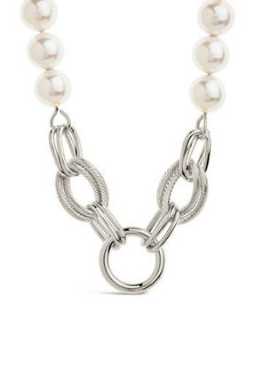 Sterling Forever Ivanna Faux Pearl Chain Necklace in Silver at Nordstrom Rack