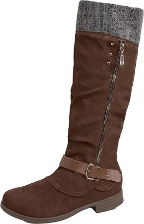 Generic Womens Knee High Boots Wide Fit Long Winter Boots Ladies Round Toe Riding Boot Comfortable Work Shoes for Indoor Outdoor Slouchy Flats Thigh High Wate