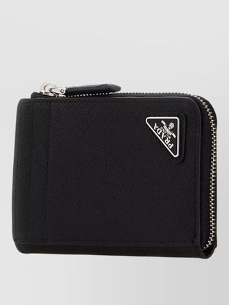 Prada leather card holder textured finish design