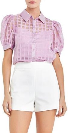 English Factory Puff Sleeve Organza Top in Lilac at Nordstrom Rack, Size X-Small