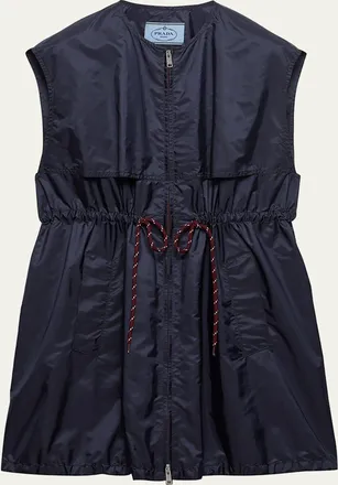 Prada Re-Nylon Sleeveless Drawstring Mini Dress