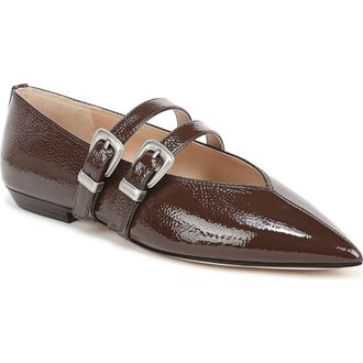Veronica Beard Bancroft Pointed Toe Mary Jane Flat in Espresso Leather at Nordstrom, Size 5.5