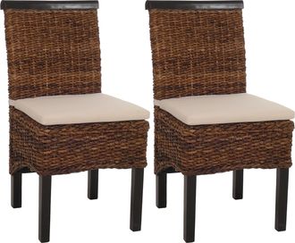 Hhg Hhg - Lote De 2 Sillas De Comedor Silla De Mimbre M45 Silla De Mimbre Banana, Oscuro, Con Coj&iacute;n