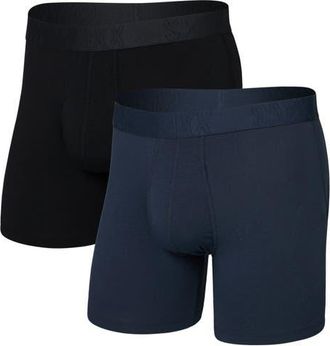 Saxx DropTemp Assorted 2-Pack Cooling Cotton Boxer Briefs in Dark Ink/black at Nordstrom, Size Xx-Large