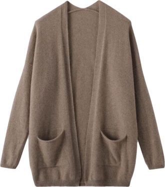 Generic Women Merino Wool Long Sleeves Cardigan Soft Casual V-Neck Pockets Loose Long Sweater 826 XL
