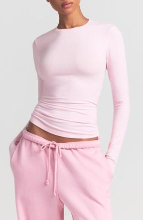 SKIMS Stretch Cotton Jersey Long Sleeve T-Shirt in Cherry Blossom at Nordstrom, Size X-Large