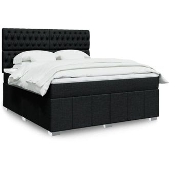 vidaXL Vidaxl - Cama Box Spring Con Colch&oacute;n Tela Negro 180x200 Cm