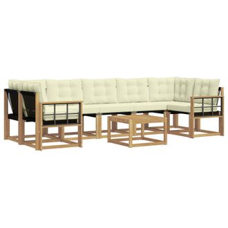 vidaXL Conjunto De Sof&aacute;s De Exterior Con Coj&iacute;n 8 Pcs Blanco Y Crema Vidaxl