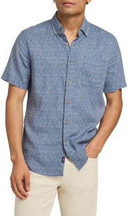 Faherty Breeze Short Sleeve Button-Down Shirt in Paradise Palm at Nordstrom Rack, Size Medium