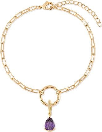 Brook & York Colette Mini Teardrop Birthstone Bracelet in Gold/February at Nordstrom