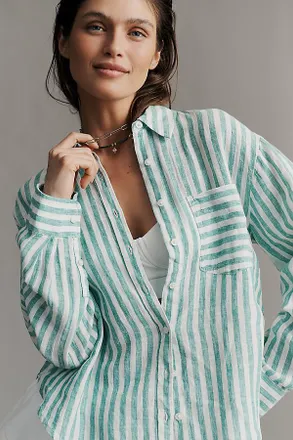 Maeve Shrunken Bennet 100% European Linen Buttondown Shirt