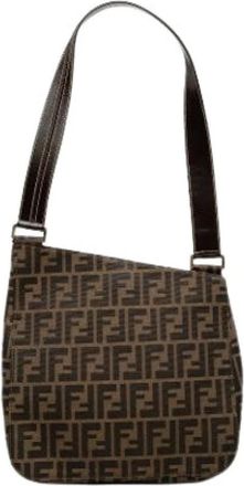 Fendi Pre-owned Canvas Shoulder Bag - Dames - Vintage Schoudertas - Bruin - ONE Size - Leer - Vintage