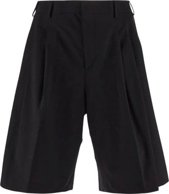 Laneus Casual Shorts, male, Black, Size: S Black Wool Bermuda Shorts with Pockets