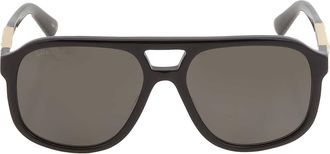 Gucci Polarized Dark Grey Pilot Unisex Sunglasses GG1188S 001 58