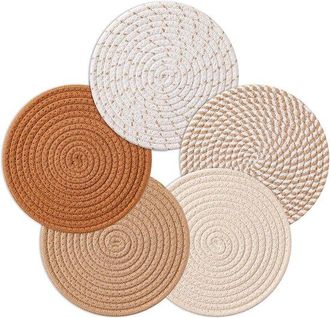 OEM Gsedaox, Posavasos, Alfombrilla Resistente Al Calor, Mantel Individual Resistente Al Calor, Posavasos Para Ollas, 5 Piezas, Redondas Grises