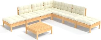 vidaXL Muebles De Jard&iacute;n 8 Piezas Cojines Madera De Pino Color Crema Vidaxl