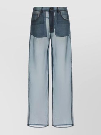 Haikure bonnie trousers sheer fabric belt loops pockets