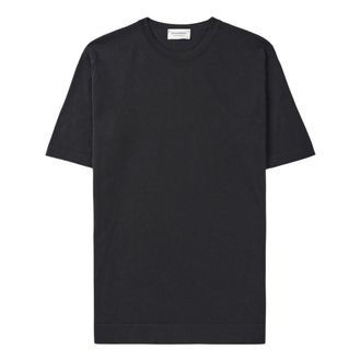 John Smedley T-Shirts, female, Black, Size: M Black Welted T-Shirt