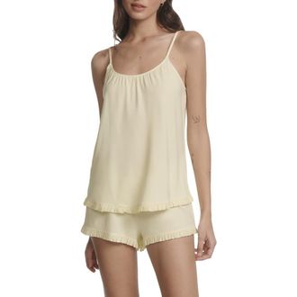 Eberjey Gisele Ruffle Trim Short Pajamas in Buttercream at Nordstrom, Size X-Small