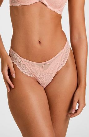 Hunkem&ouml;ller Isadora Lace High Leg String Thong in Blossom at Nordstrom, Size X-Small