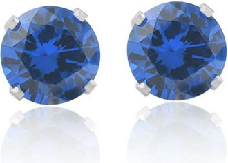 Pompeii3 1Ct TW Blue Sapphire 5mm Studs in 10k White or Yellow Gold