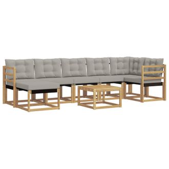 vidaXL Conjunto De Sof&aacute;s De Exterior 8 Pcs Blanco Y Gris Claro Vidaxl