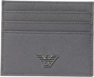 Emporio Armani Portemonnee met logo-plaatje - Heren - Portefeuilles - Grijs - ONE Size - Polyester - Accessoires