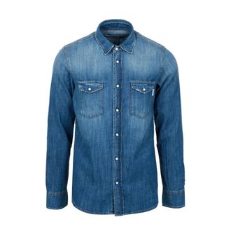 Mauro Grifoni Gq 120030/12Bm 77 - Heren - Spijkeroverhemden - Blauw - XL - Denim - Overhemden