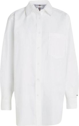 Tommy Hilfiger Oversized katoenen poplin overhemd - Dames - Blouses - Wit - S - Katoen - Overhemden
