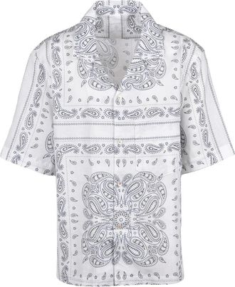 Eleventy White Blue Linen Cotton Shirt