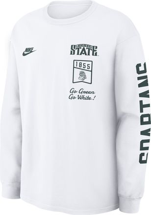Nike Michigan State Legacy Nike Mens College Long-Sleeve T-Shirt in White | 04T910AMSV-4MX
