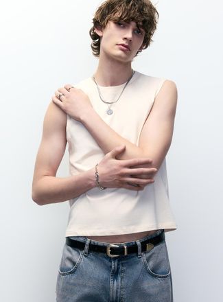 Le 31 Mens Cropped raglan Tank Top