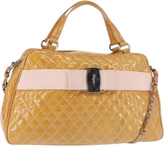 Ferragamo Pre-owned Handtas van Gecoat Canvas - Dames - Vintage Handtas - Oranje - ONE Size - Vintage
